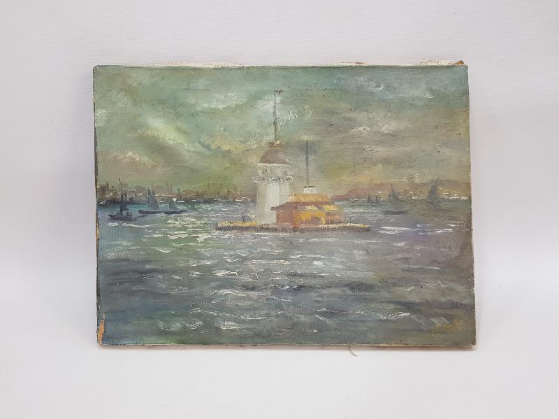 İMZALI YAĞLI BOYA KIZ KULESİ TABLOSU