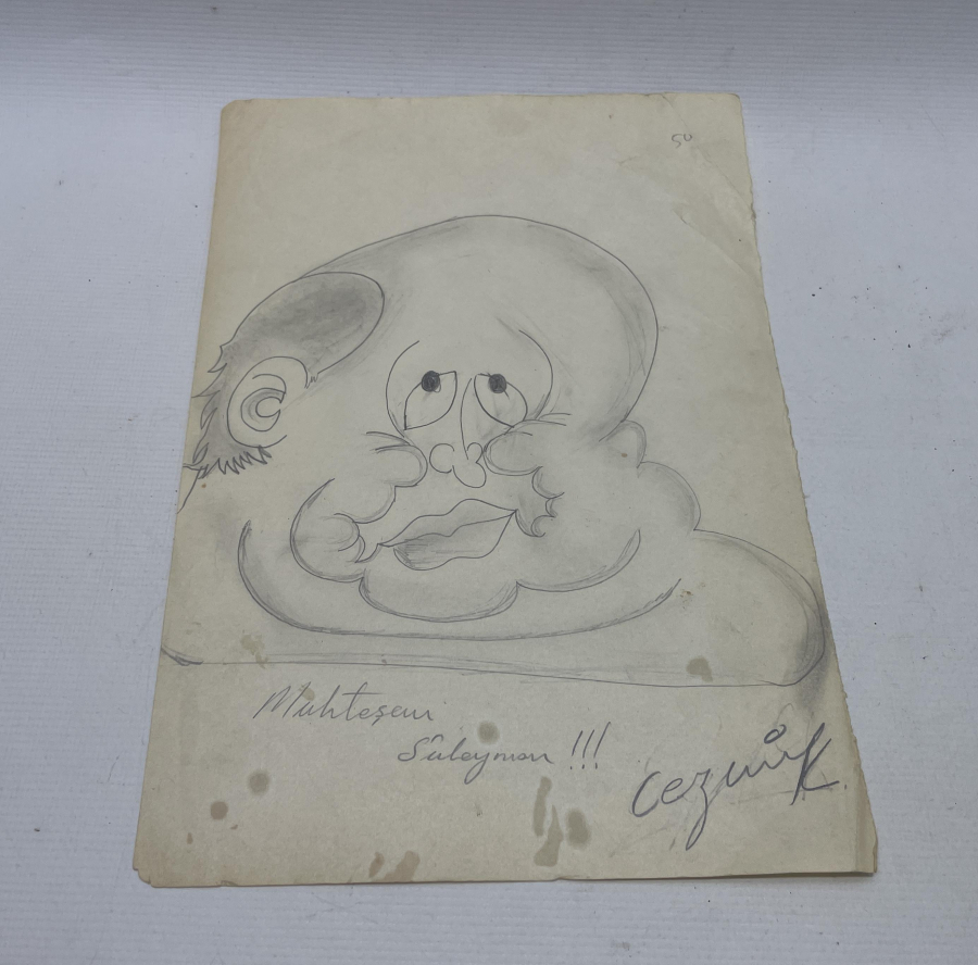 SANATÇI İMZALI EL ÇİZİMİ KARİKATÜR