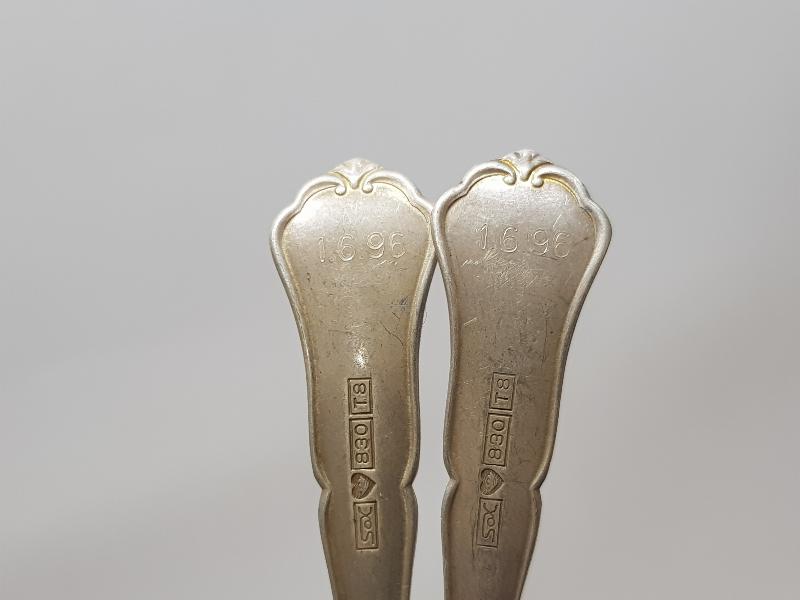 1896 TARİHLİ BİR ÇİFT GÜMÜŞ ÇAY KAŞIĞI
