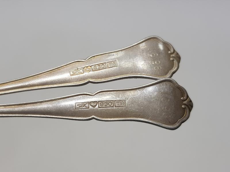 1896 TARİHLİ BİR ÇİFT GÜMÜŞ ÇAY KAŞIĞI