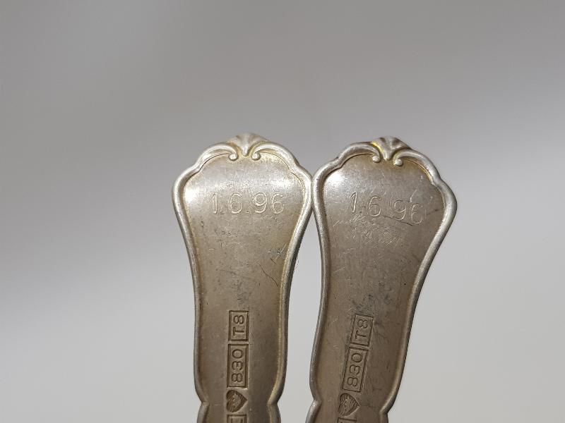 1896 TARİHLİ BİR ÇİFT GÜMÜŞ ÇAY KAŞIĞI
