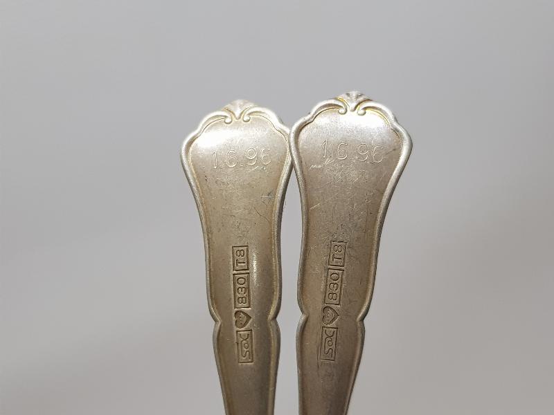 1896 TARİHLİ BİR ÇİFT GÜMÜŞ ÇAY KAŞIĞI