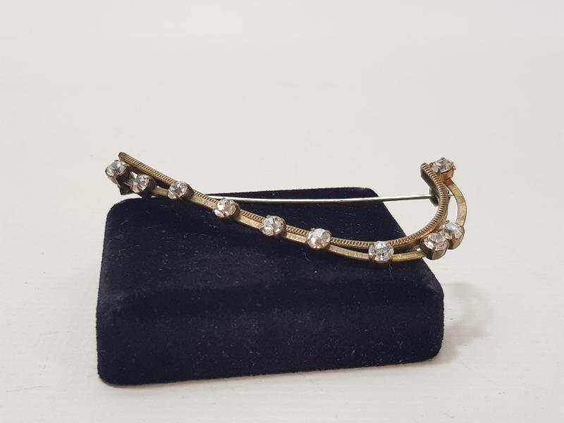 ÜZERİ ZİRKON TAŞLARLA SÜSLÜ ANTİKA BROŞ