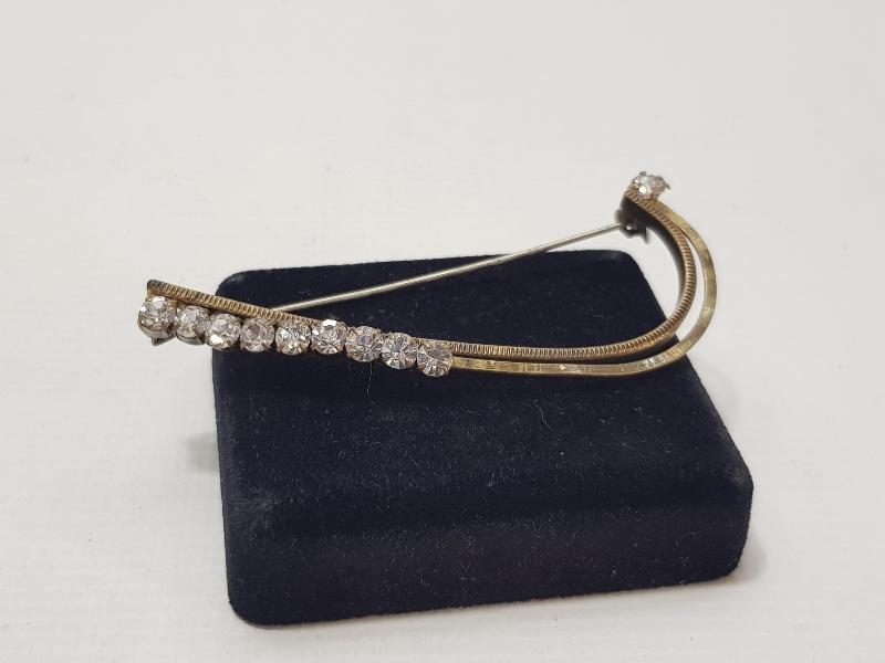 ÜZERİ ZİRKON TAŞLARLA SÜSLÜ ANTİKA BROŞ