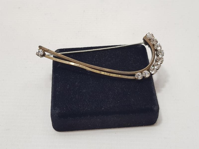 ÜZERİ ZİRKON TAŞLARLA SÜSLÜ ANTİKA BROŞ