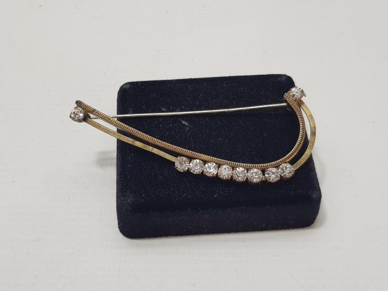 ÜZERİ ZİRKON TAŞLARLA SÜSLÜ ANTİKA BROŞ