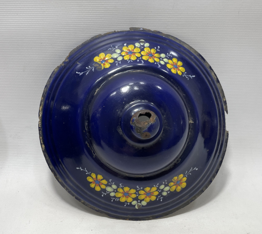 ALTI OSMANLICA YAZILI OSMANLI DÖNEMİ MİNELİ EMAYE KAPAKLI BÜYÜK BOY KASE