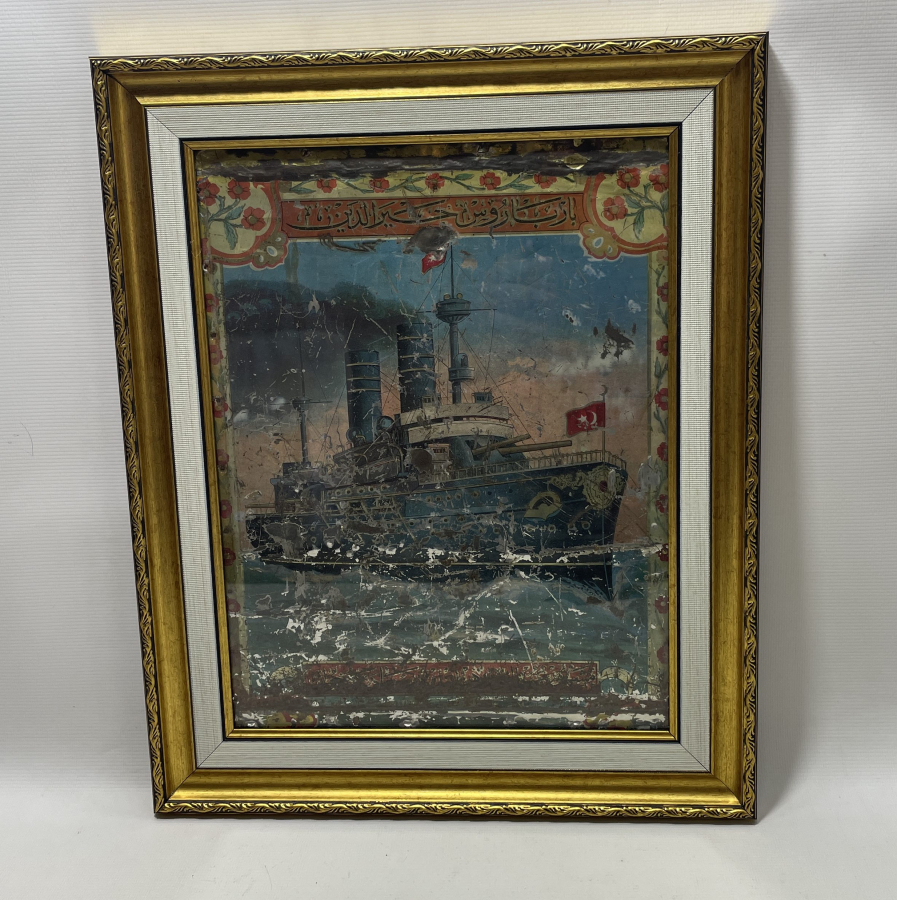 BARBAROS HAYRETTİN ZIRHLISININ İSTANBULA GELİŞİNİ GÖSTERİR NADİR TENEKE PANO