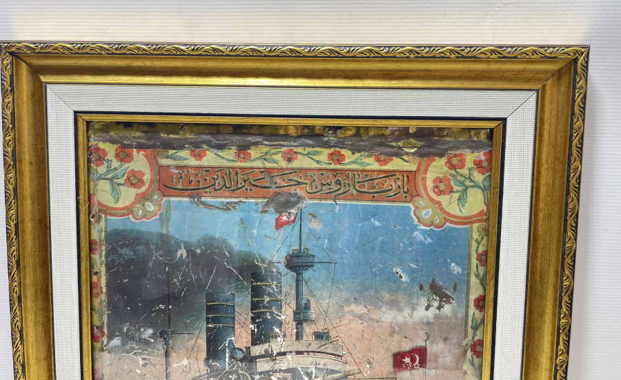 BARBAROS HAYRETTİN ZIRHLISININ İSTANBULA GELİŞİNİ GÖSTERİR NADİR TENEKE PANO