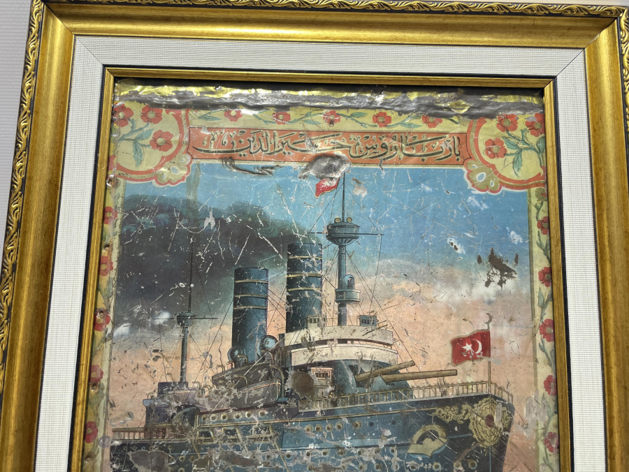 BARBAROS HAYRETTİN ZIRHLISININ İSTANBULA GELİŞİNİ GÖSTERİR NADİR TENEKE PANO