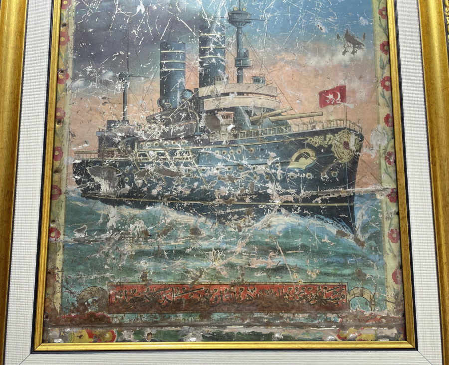 BARBAROS HAYRETTİN ZIRHLISININ İSTANBULA GELİŞİNİ GÖSTERİR NADİR TENEKE PANO