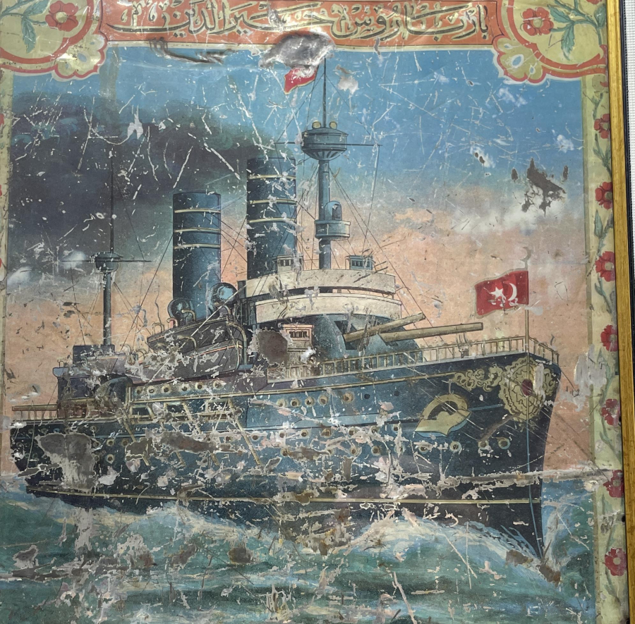 BARBAROS HAYRETTİN ZIRHLISININ İSTANBULA GELİŞİNİ GÖSTERİR NADİR TENEKE PANO