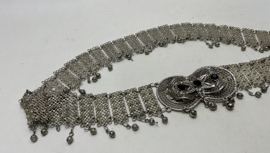 GÜMÜŞ KAPLAMA İŞÇİLİKLİ GELİN KEMERİ