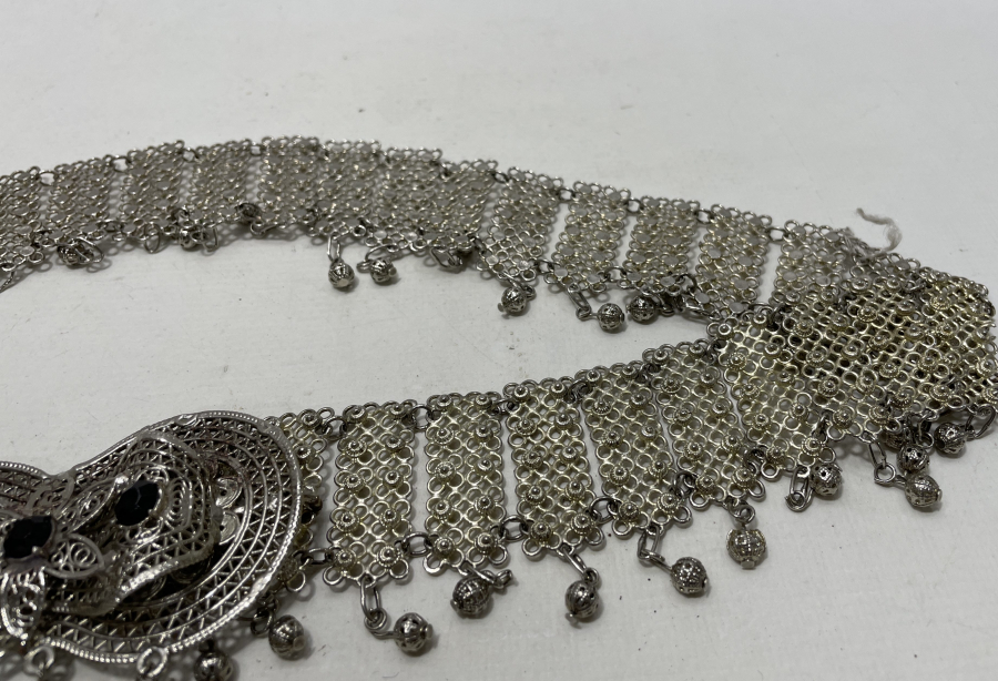 GÜMÜŞ KAPLAMA İŞÇİLİKLİ GELİN KEMERİ