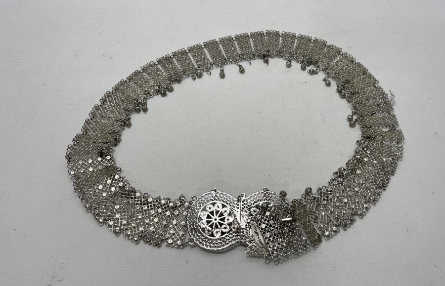 GÜMÜŞ KAPLAMA İŞÇİLİKLİ GELİN KEMERİ