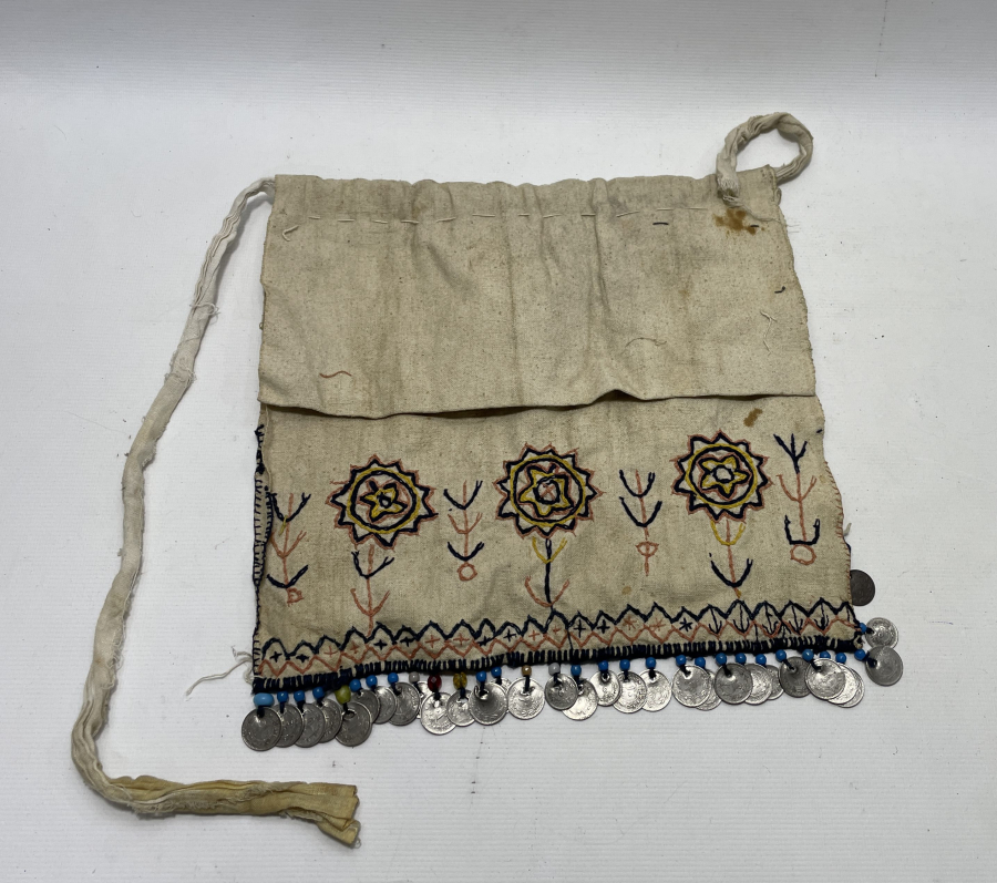 OSMANLI DÖNEMİ ÜZERİ OSMANLI PARALARIYLA SÜSLÜ ÖNLÜK - FUTA - YAĞLIK