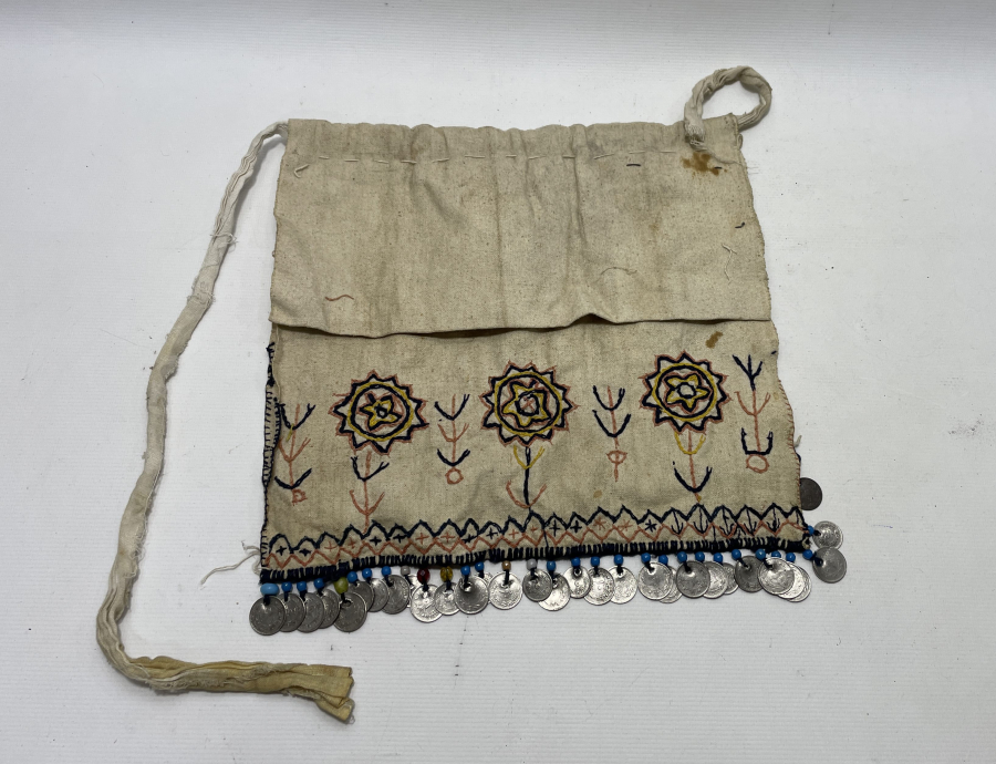 OSMANLI DÖNEMİ ÜZERİ OSMANLI PARALARIYLA SÜSLÜ ÖNLÜK - FUTA - YAĞLIK