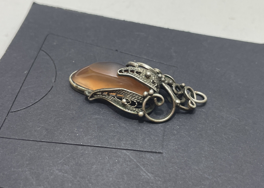 SİTRİN TAŞLI VE TELKARİ İŞÇİLİKLİ KOLYE UCU