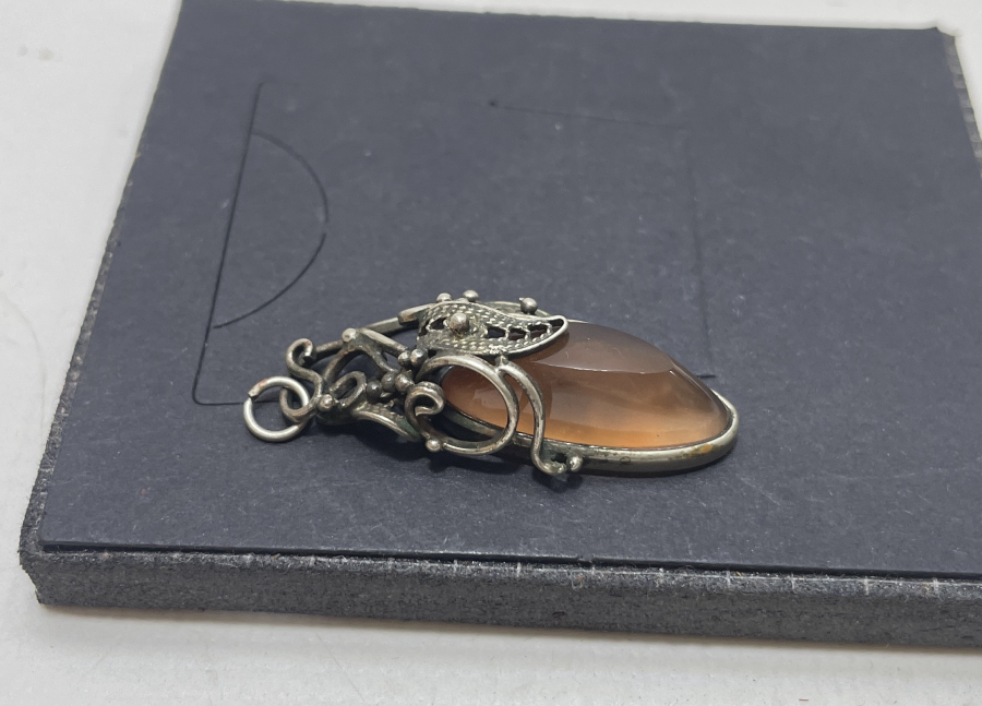 SİTRİN TAŞLI VE TELKARİ İŞÇİLİKLİ KOLYE UCU