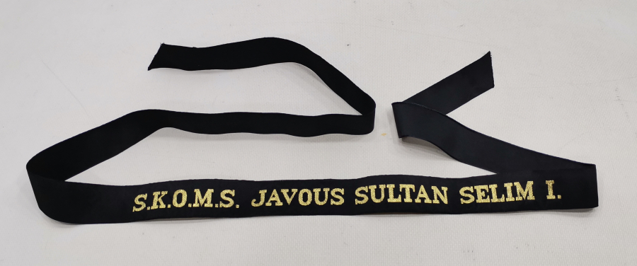 1. DÜNYA SAVAŞI'NA GİRMEMİZE SEBEP OLAN YAVUZ SULTAN SELİM ZIRHLISINA AİT GEMİCİ ŞAPKA KURDELASI