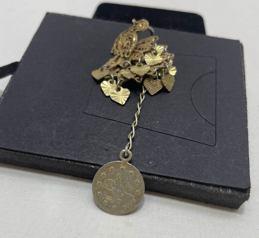 ALTIN KAPLAMA GÜMÜŞ BROŞ