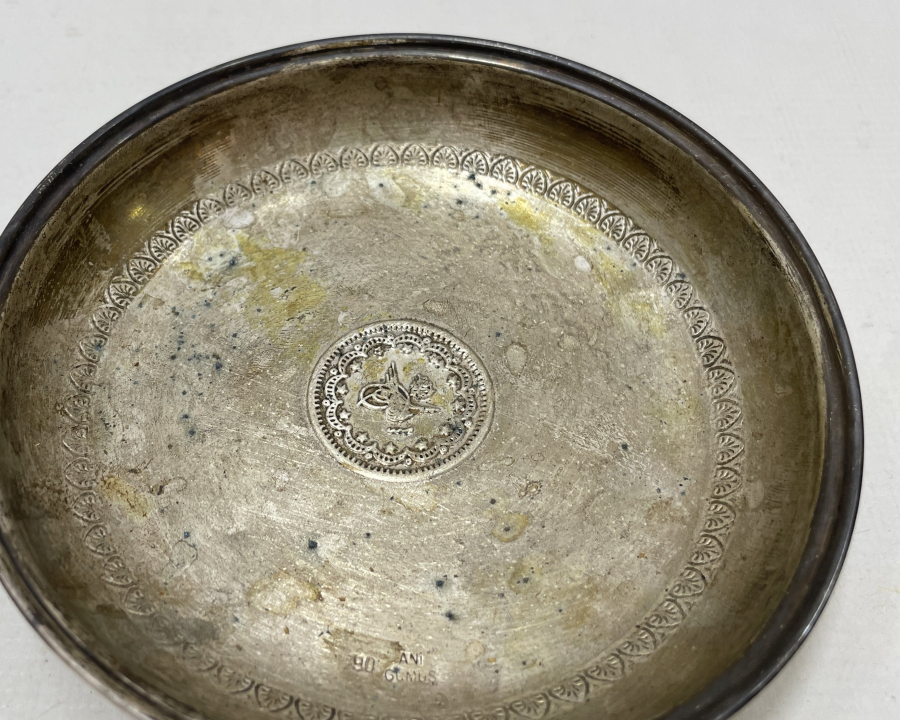 ANTİKA GÜMÜŞ KINA TASI