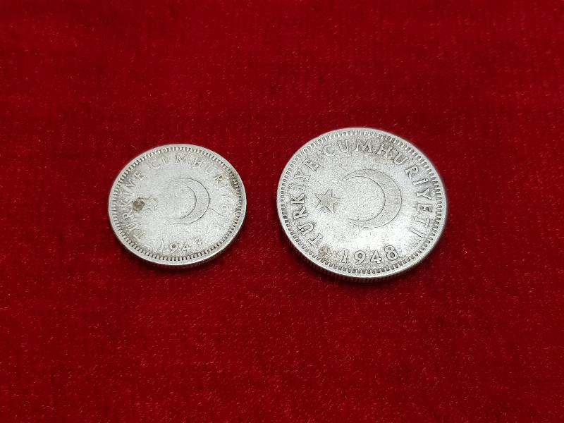 1947 VE 1948 TARİHLİ GÜMÜŞ 50 KURUŞ VE 1 LİRA LOTU