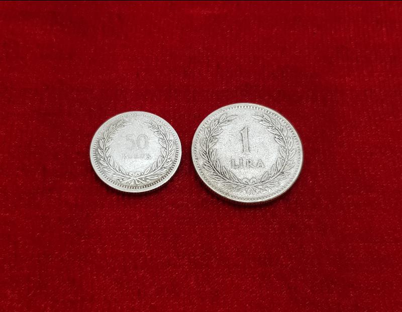 1947 VE 1948 TARİHLİ GÜMÜŞ 50 KURUŞ VE 1 LİRA LOTU