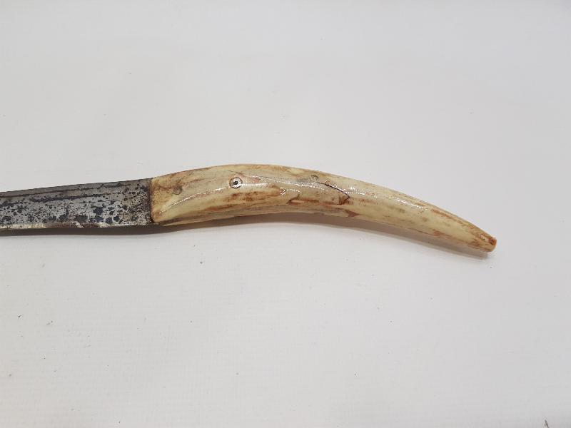 OSMANLI DÖNEMİ GEYİK BOYNUZU SAPLI SALDIRMA BIÇAK