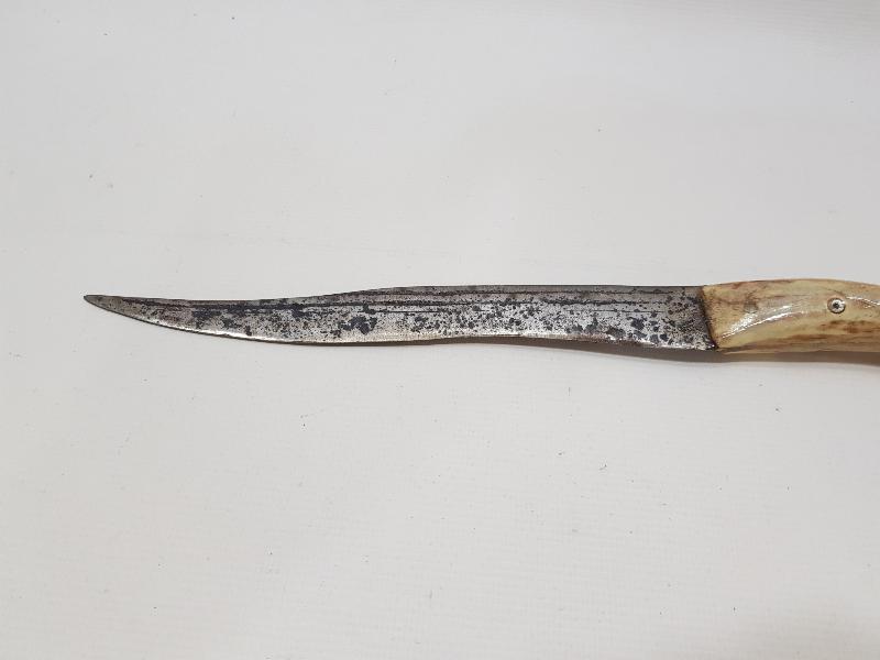 OSMANLI DÖNEMİ GEYİK BOYNUZU SAPLI SALDIRMA BIÇAK