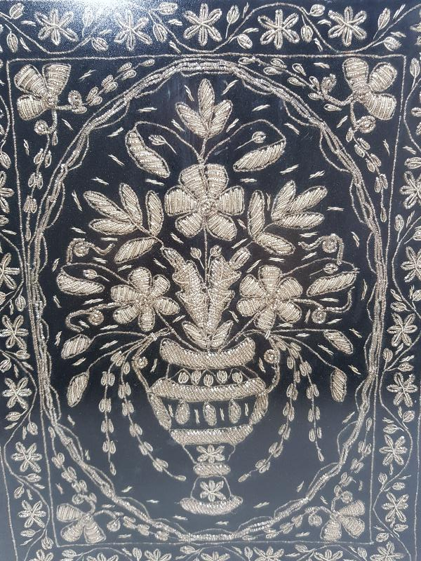 OSMANLI DÖNEMİ GÜMÜŞ SİM İPERLE İŞLENMİŞ DUVAR PANOSU