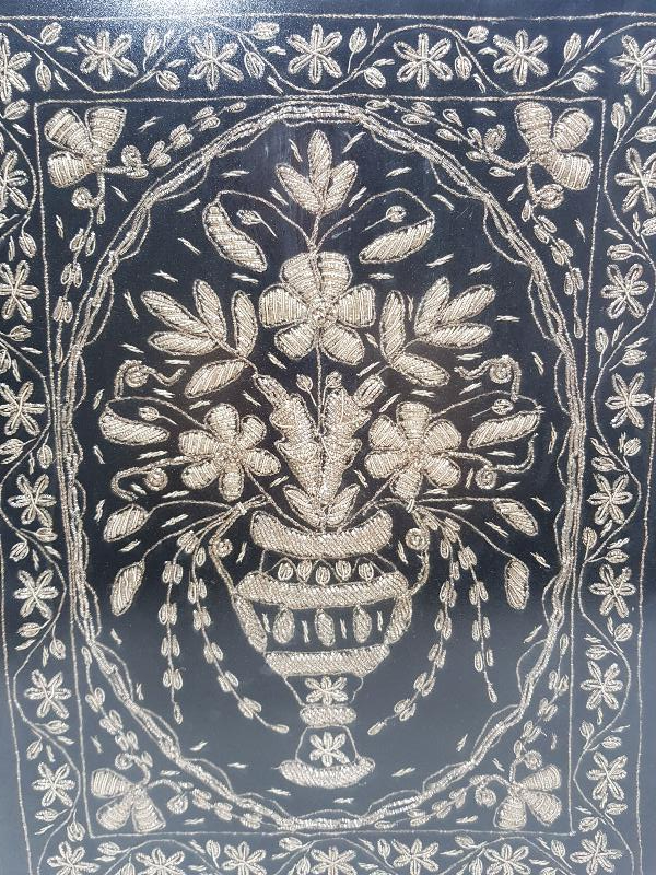 OSMANLI DÖNEMİ GÜMÜŞ SİM İPERLE İŞLENMİŞ DUVAR PANOSU