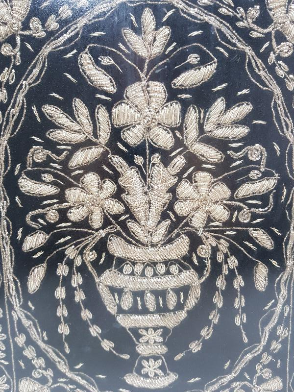 OSMANLI DÖNEMİ GÜMÜŞ SİM İPERLE İŞLENMİŞ DUVAR PANOSU