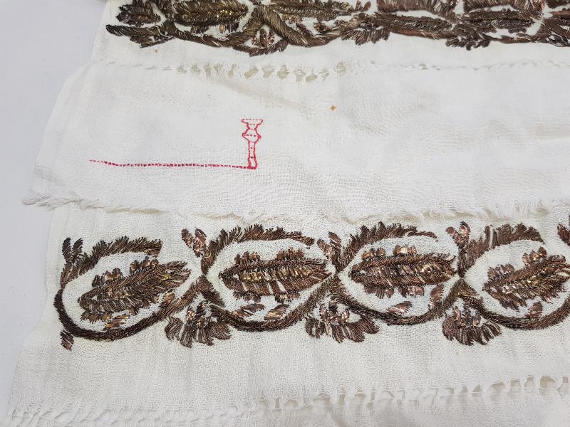 OSMANLI DÖNEMİ SÜLEYMANİYE İŞİ GÜMÜŞ SIRMA İŞLEMELİ HAVLU