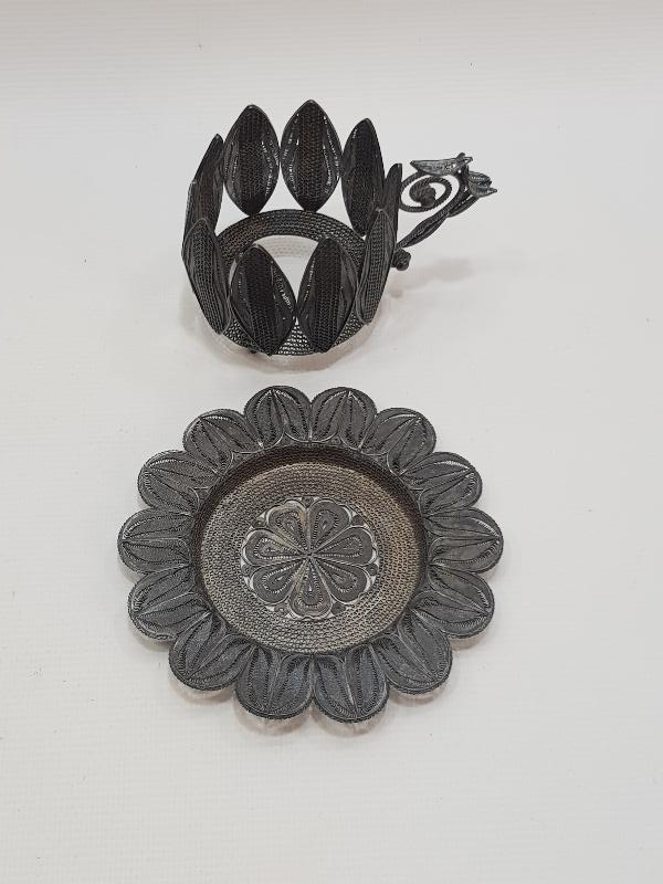 TELKARİ GÜMÜŞ FİNCAN ZARFI VE ALTLIĞI 