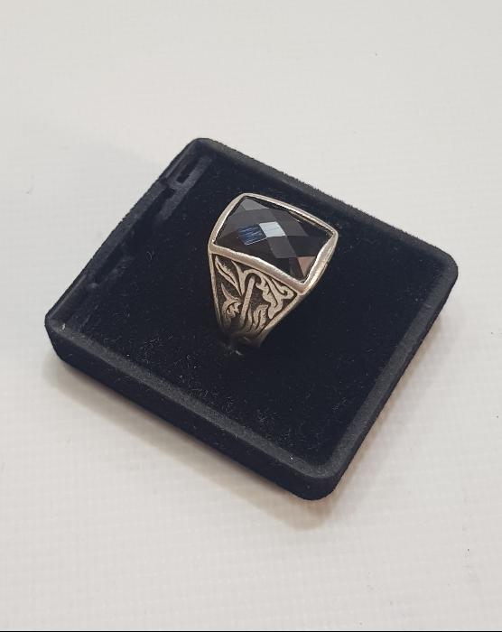 OBSİDYEN TAŞLI GÜMÜŞ ERKEK YÜZÜĞÜ