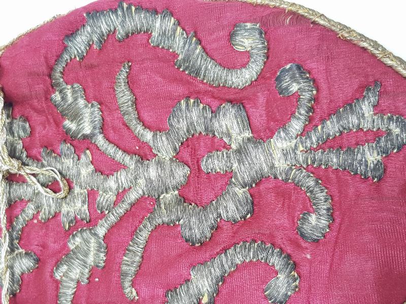 OSMANLI DÖNEMİ GÜMÜŞ SIRMA İŞLEMELİ İPEK PARA KESESİ