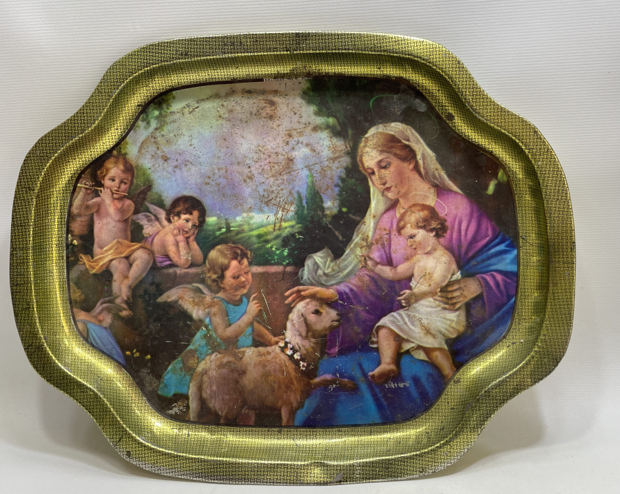 HAZRETİ MERYEM GÖRSELLİ ANTİKA TEPSİ