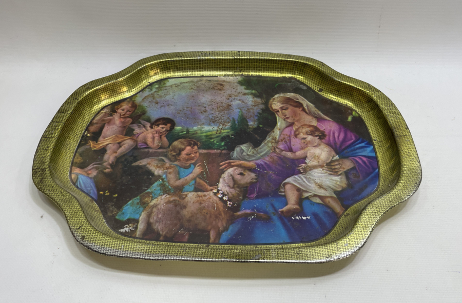 HAZRETİ MERYEM GÖRSELLİ ANTİKA TEPSİ