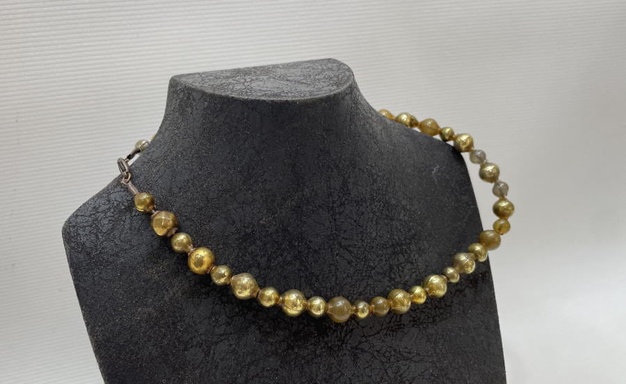 OSMANLI DÖNEMİ ALTIN YALDIZLI ÜFLEME CAM NADİR GERDANLIK