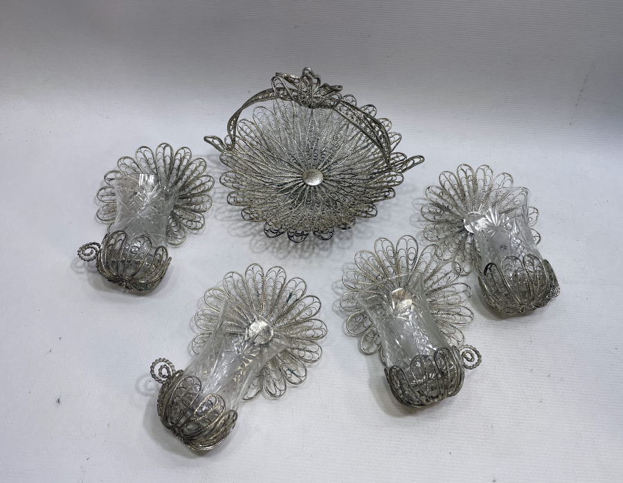 TELKARİ İŞÇİLİKLİ ANTİKA ÇAY SETİ