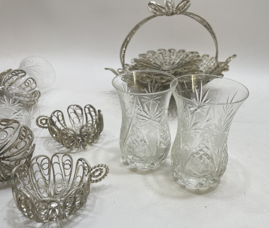 TELKARİ İŞÇİLİKLİ ANTİKA ÇAY SETİ