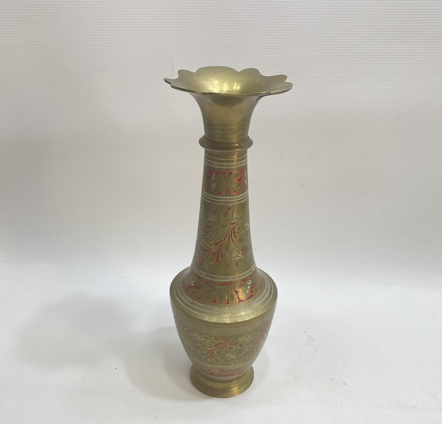 ÜZERİ KALEM VE MİNE İŞÇİLİKLİ ANTİKA VAZO