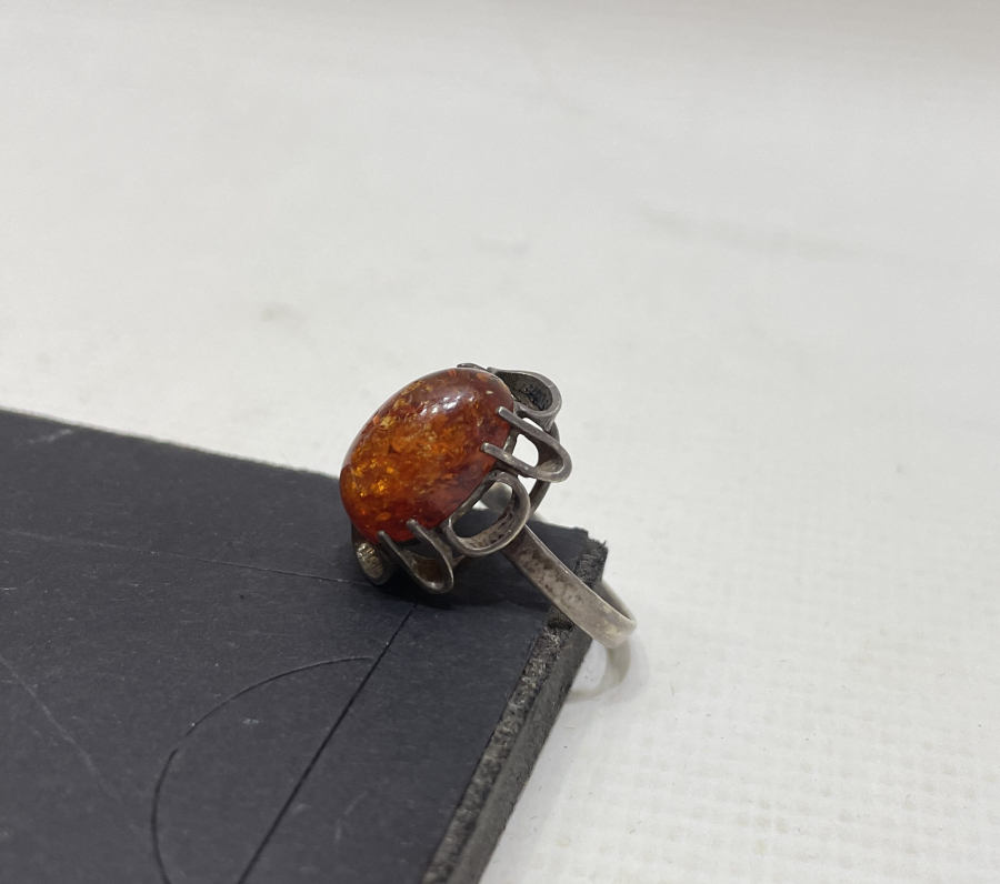 DAMLA KEHRİBAR TAŞLI GÜMÜŞ YÜZÜK