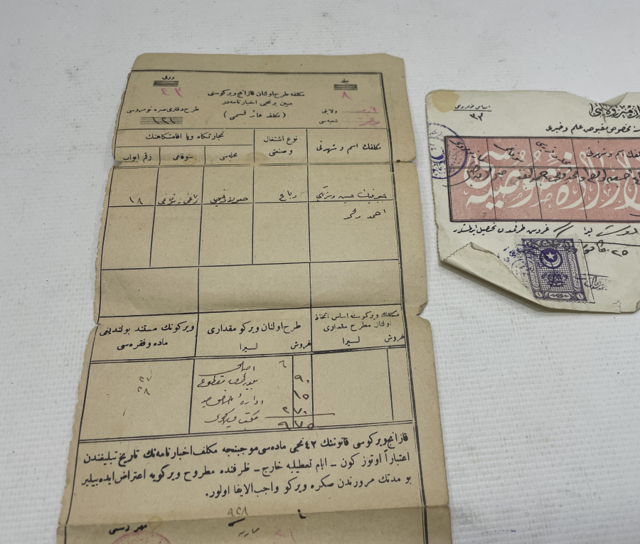 OSMANLI DÖNEMİ 2 ADET MAKBUZ