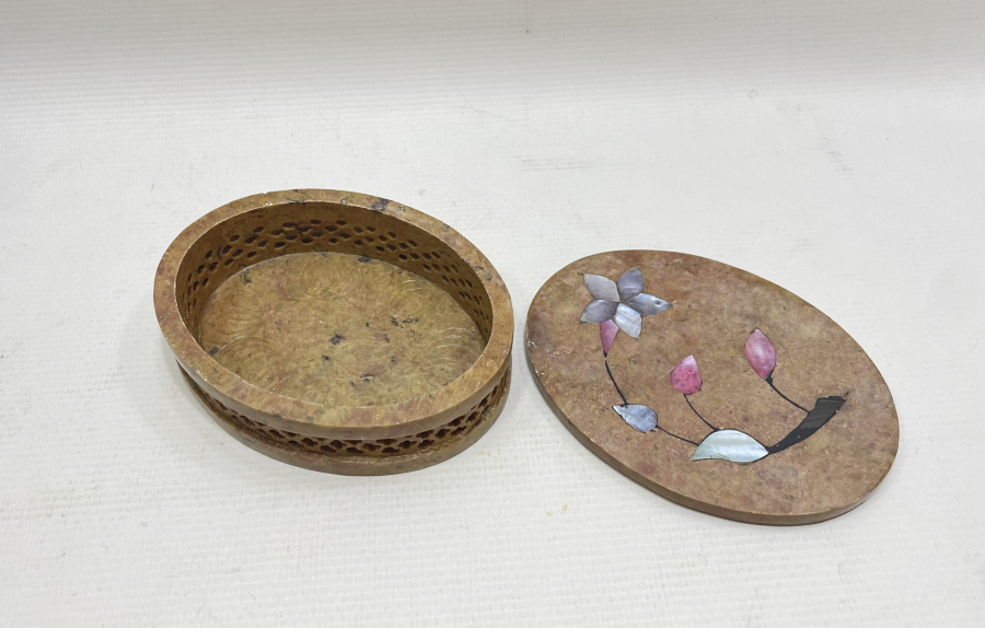 TAMAMI EL YAPIMI DOĞAL TAŞ KAPAKLI KUTU