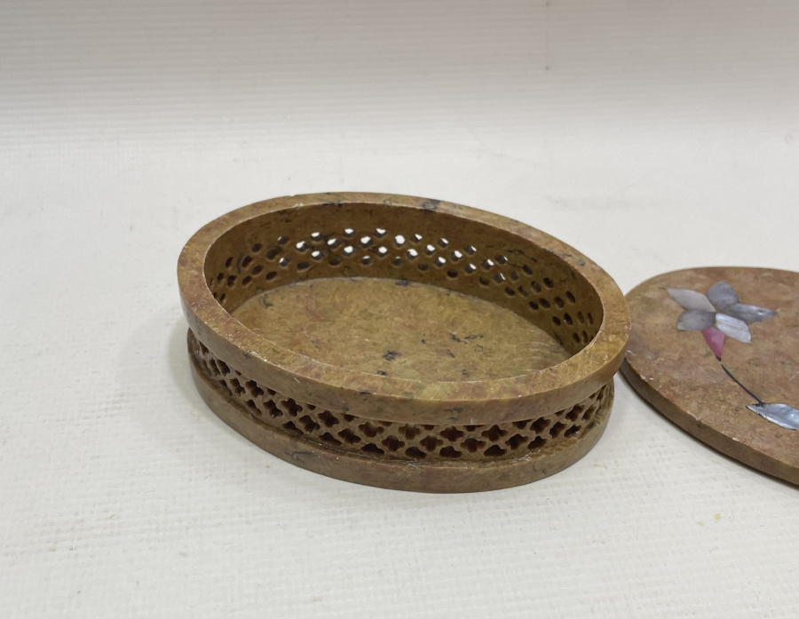 TAMAMI EL YAPIMI DOĞAL TAŞ KAPAKLI KUTU