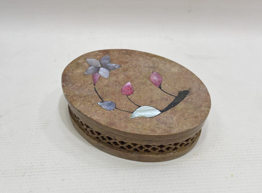 TAMAMI EL YAPIMI DOĞAL TAŞ KAPAKLI KUTU