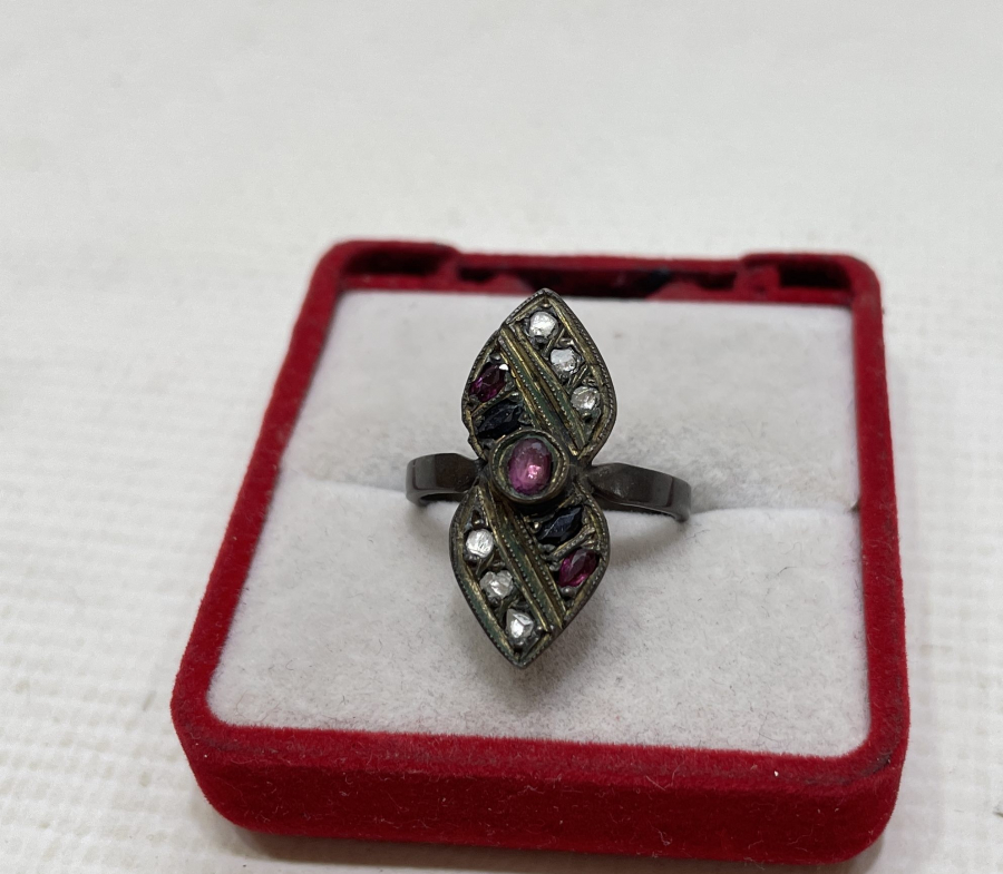 ELMAS VE YAKUT TAŞLI ANTİKA YÜZÜK