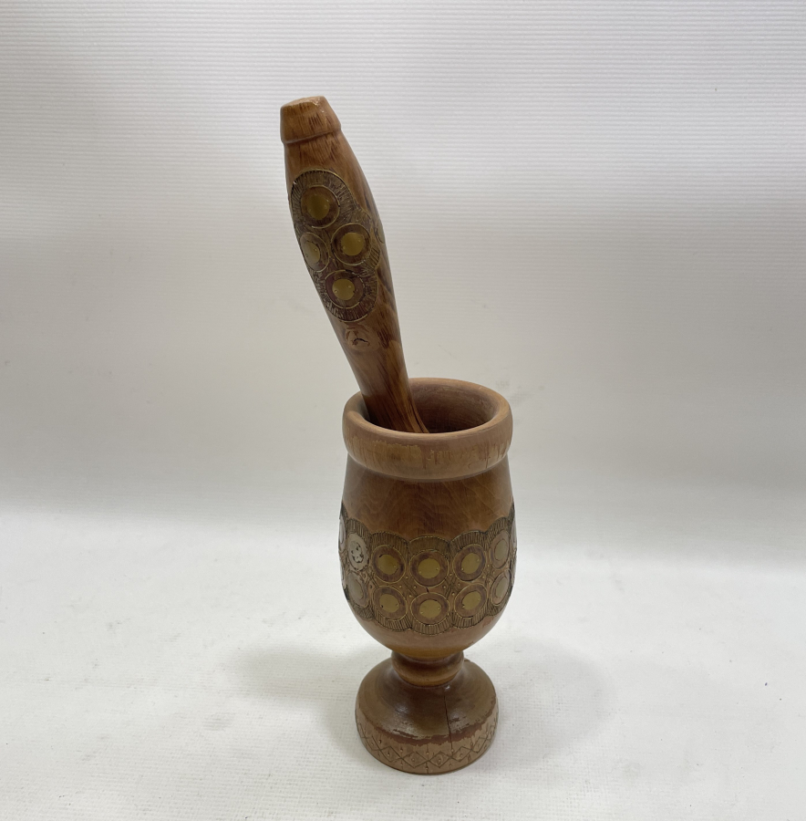 OSMANLI DÖNEMİ AFYON İŞİ İŞLEMELİ NADİR AHŞAP HAVAN